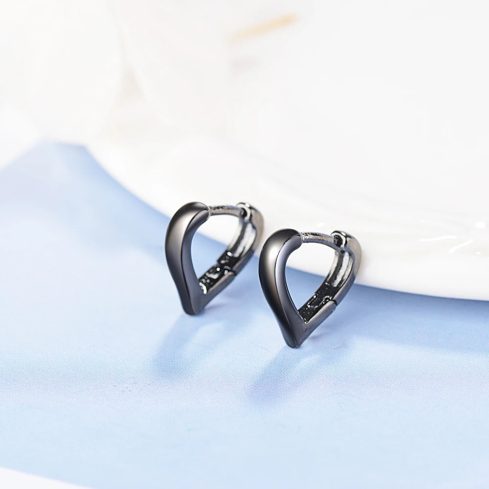 Classic Authentic 925 Sterling Silver Tiny Heart Shape Hoop Earrings for Women Sterling Silver Jewelry