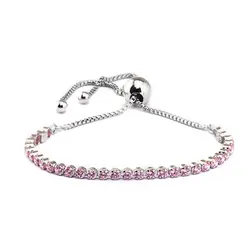 Браслет из стерлингового серебра-ювелирные изделия розовые сверкающие Strand браслеты для женщин ювелирные изделия Pulseira Masculina Feminina серебро 925
