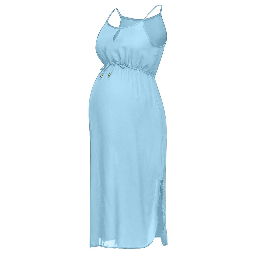MUQGEW платья для беременных для фотосессии женщин o-образным вырезом большой размер, для беременных без рукавов кормящих Кружева шифон платье для беременных - Цвет: Небесно-голубой