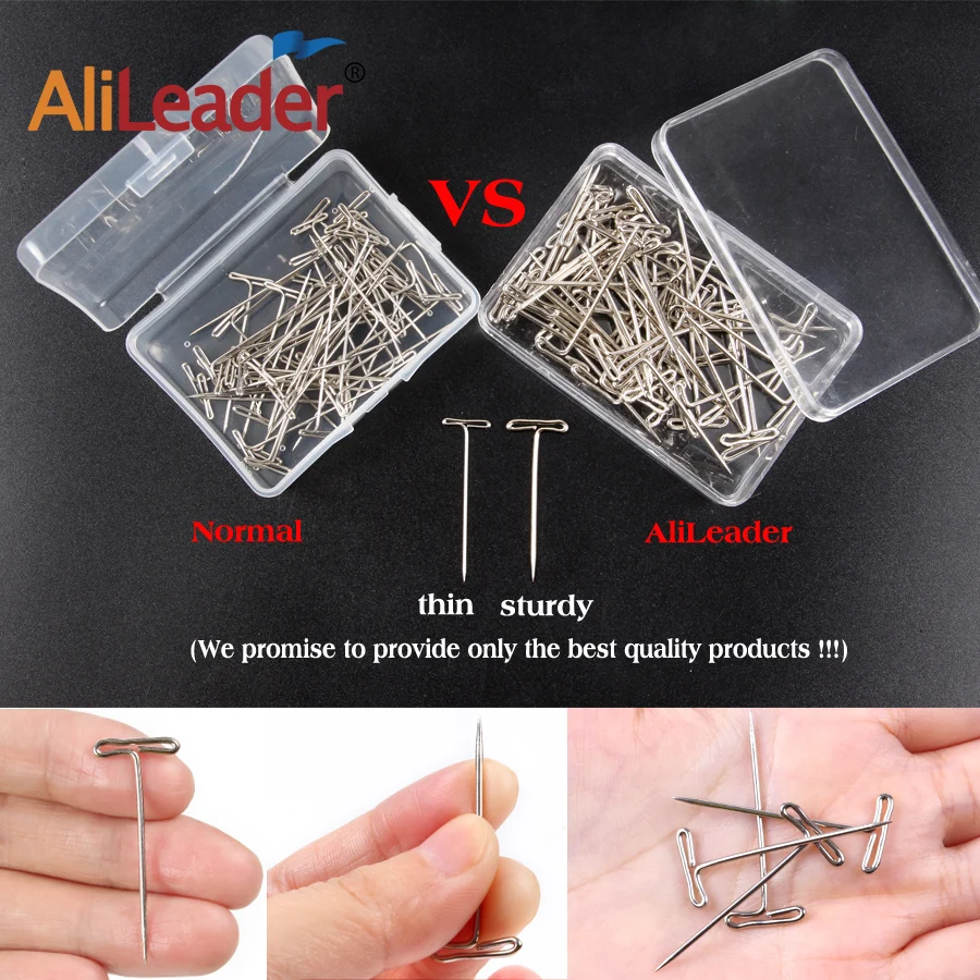 Wig Making T Pins 50Pcs/Pack T-Pins for Making Wig Stainless Steel 1.5 Inch for Blocking Lace
