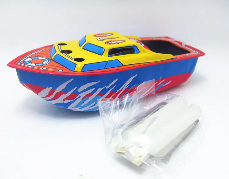 

[New] Adult Collection Retro Wind up toy Metal Tin The steam boat Ship Mechanical toy Clockwork toy figures model kids gift