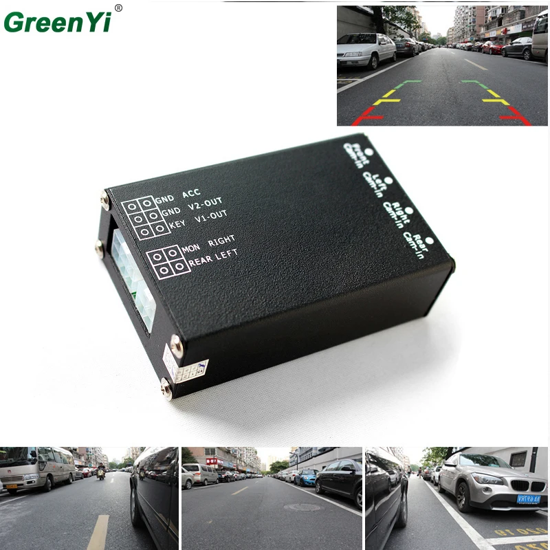 

360 View Car Camera Control Box 4 Way Cameras Switch System For Rear Left Right Size Front Camera