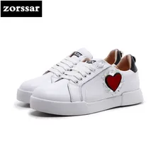 {Zorssar} Из натуральной коровьей кожи Летняя женская обувь на плоской платформе женские повседневные кроссовки обувь на плоской подошве Лоферы белые женские мокасины