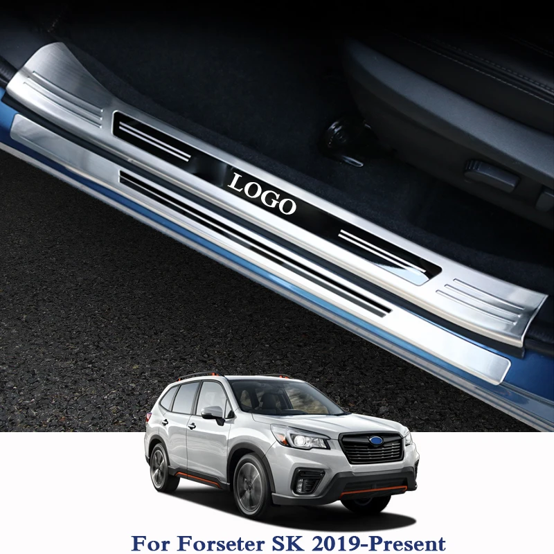 

For Subaru Forester SK 2019 Car Styling Stainless Steel Internal And External Car Door threshold Trim Decoration Sequins