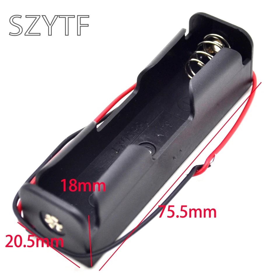 

Plastic Battery Case Holder Storage Box for 1 x 18650 3.7V Black with 6" Wire Leads