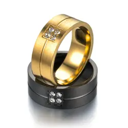 8 мм пара кольцо золото-цвет украшения для женщин для мужчин, стальной сплав с титаном любовник кольцо из нержавеющей стали обручальные