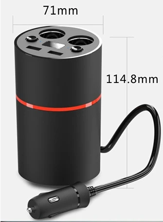 New cup car charger Double usb With voltage display With storage box / ashtray car charger