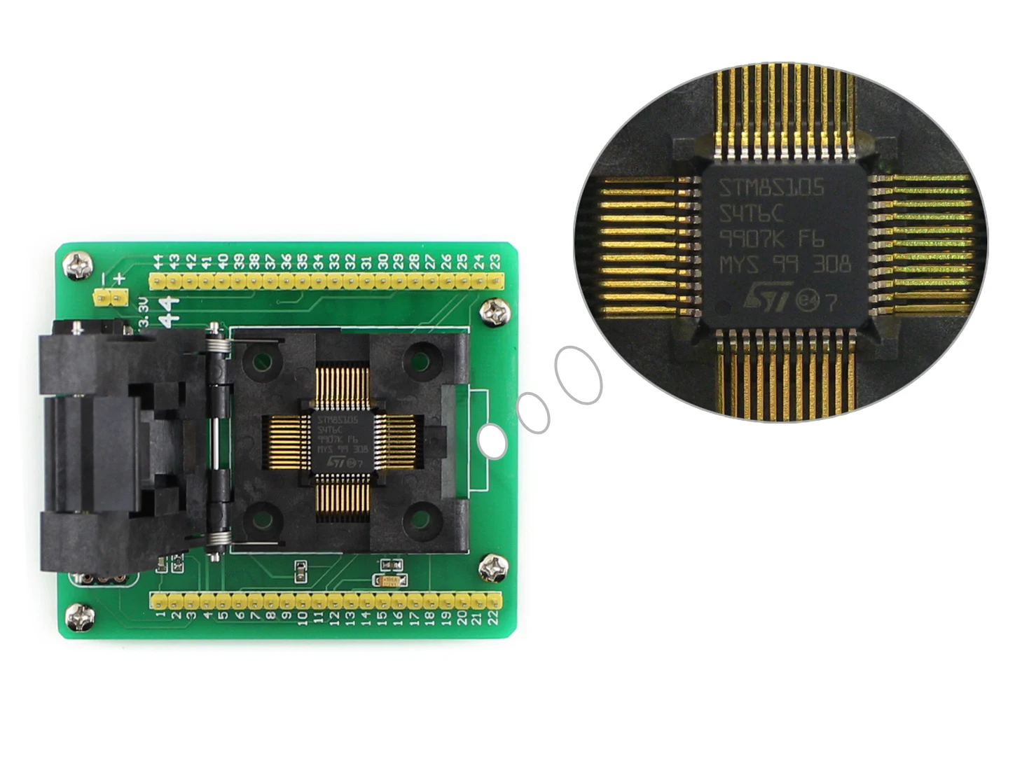 STM8 QFP44 STM8 программирования адаптер IC Тесты гнездо для LQFP44 посылка 0,8 мм Шаг с плавать Порты и разъёмы = STM8-QFP44