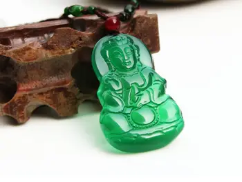 

Koraba Fine Jewelry China's Fashion Natural Green Ice Chalcedony Hand-carved Guanyin Pendant Free Shipping