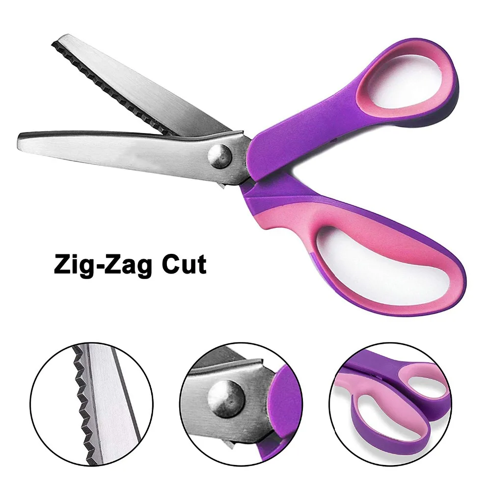 

Pinking Shears ZigZag Scissors Stainless Steel Tailor Scissors Scalloped Sewing Scissors Leather,Fabric, Paper Cutting Tool