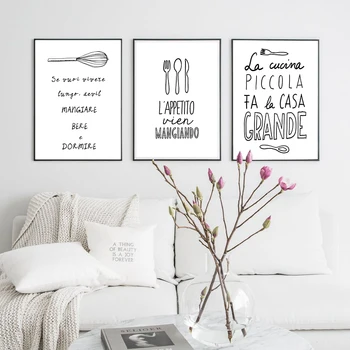 

Quadro Kitchen Posters and Prints Black and White Print Canvas Paintings Picture Nordic Wall art Modular Pictures for Home Decor