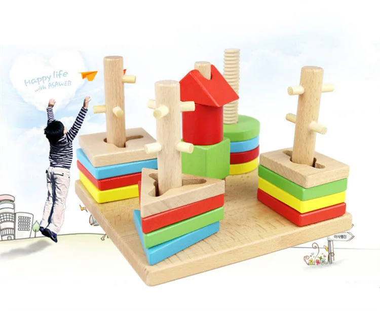 WYNLZQ детские развивающие игрушки, деревянные учебных пособий геометрических Форма познавательная соответствия Пазлы Цвет Сортировки Доска подарки на день рождения