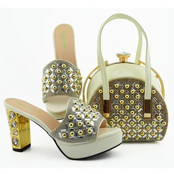 

Newest White Color African Wedding African Shoe and Bag Set Nigerian Wedding Shoes and Bag Party Shoes and Bag Set for Wedding