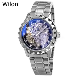 Лидер продаж бренд Wilon Для мужчин автоматического Механические часы мужской личности полый полный Нержавеющая сталь платье в деловом