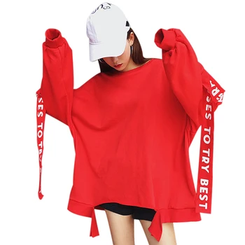 

Newly Harajuku Style Spring Autumn hoody Loose Ribbon Decor Long Sleeve Hoodies Women Jacket DO99