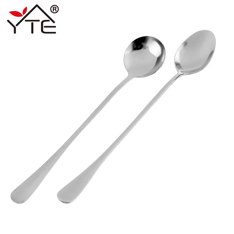 YTE ложки Нержавеющая сталь Кофе ложка с длинной ручкой мороженое Чай десерт