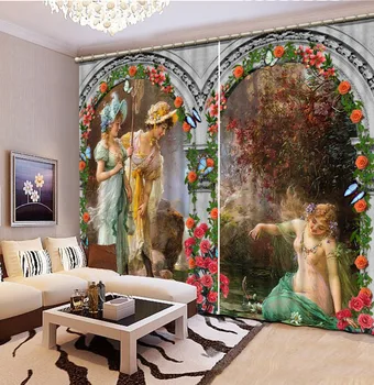 

NoEnName_Null 3D Printing Curtains New Quality Blackout Curtains Lifelike Bedroom Living Room Sunshade Window Curtain CL-D166