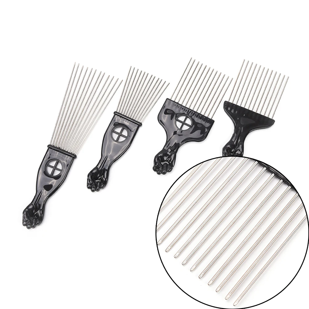 New Practical 4 size Black Metal Salon Use African American Pick Comb