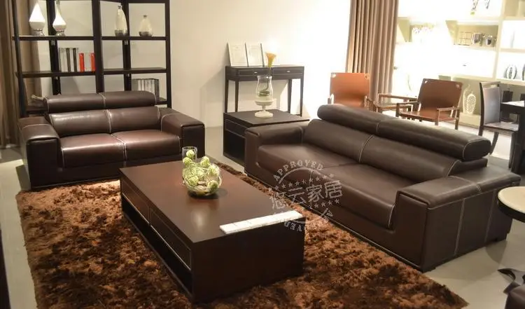 2017 New Captain Imported Cow Leather Sectional Sofa Set