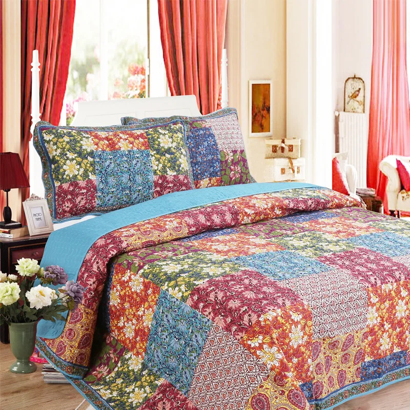 

High Quality Quilt 3Pcs Set=Quilt+2Pcs Pillow Case King Cotton Stitching Blanket Adult Bed Cover Sheet Comforter Sets Home Use