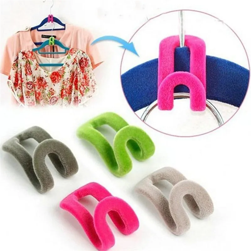 10PCS Mini Flocking Clothes Hanger Hook Closet Space saving Clothing
