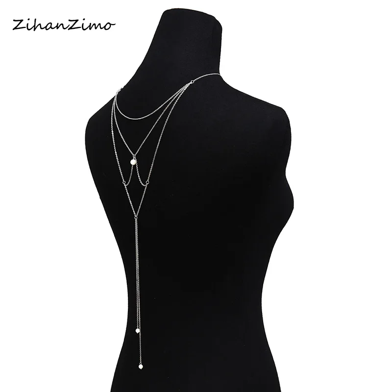 

Sexy Temperament Back Chain Pearl Tassel Pendant Necklace Female Fashion Drop Necklace Accessories