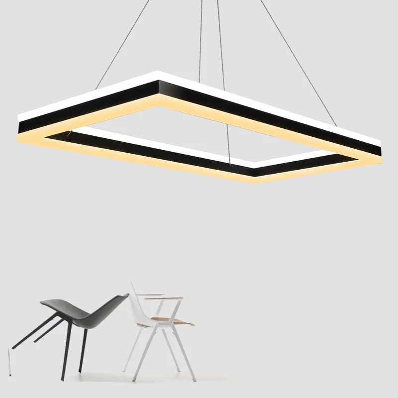 Industrial Pendant Light Square Ring Ceiling Suspended Droplight For