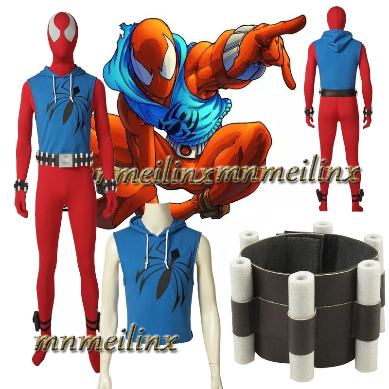 

Superhero Scarlet Spider Man Cosplay Costume Spiderman Zentai Halloween Jumpsuit Bodysuit Full Set Customize Christmas Clothes