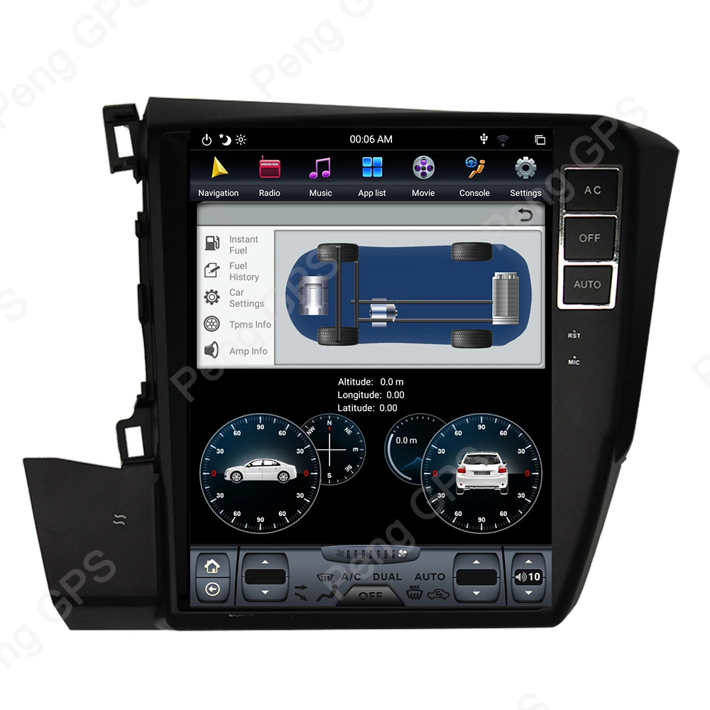 Clearance 10.4“ PX-6 Android 8.1 Tesla Radio Car GPS Navigation for Honda Civic 2012-2015 Voice Control 4G+64G 1920*1080 4K Headunit Radio 3