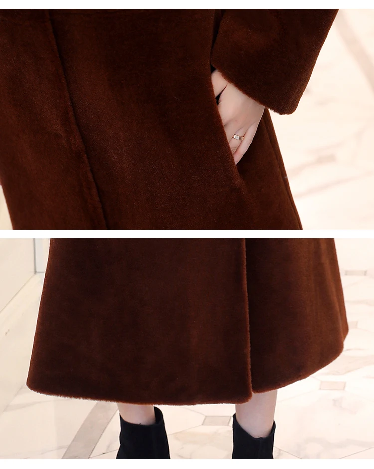 AYUNSUE Европейская Новая мода зимнее пальто из искусственного меха женское длинное теплое пальто с отложным воротником плюс размер 3XL casaco feminin LX1284