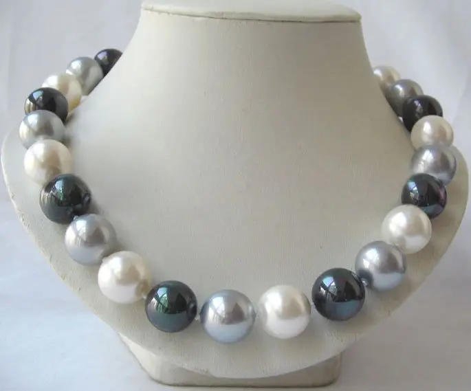 

18" 16mm multicolor south sea shell pearl necklace