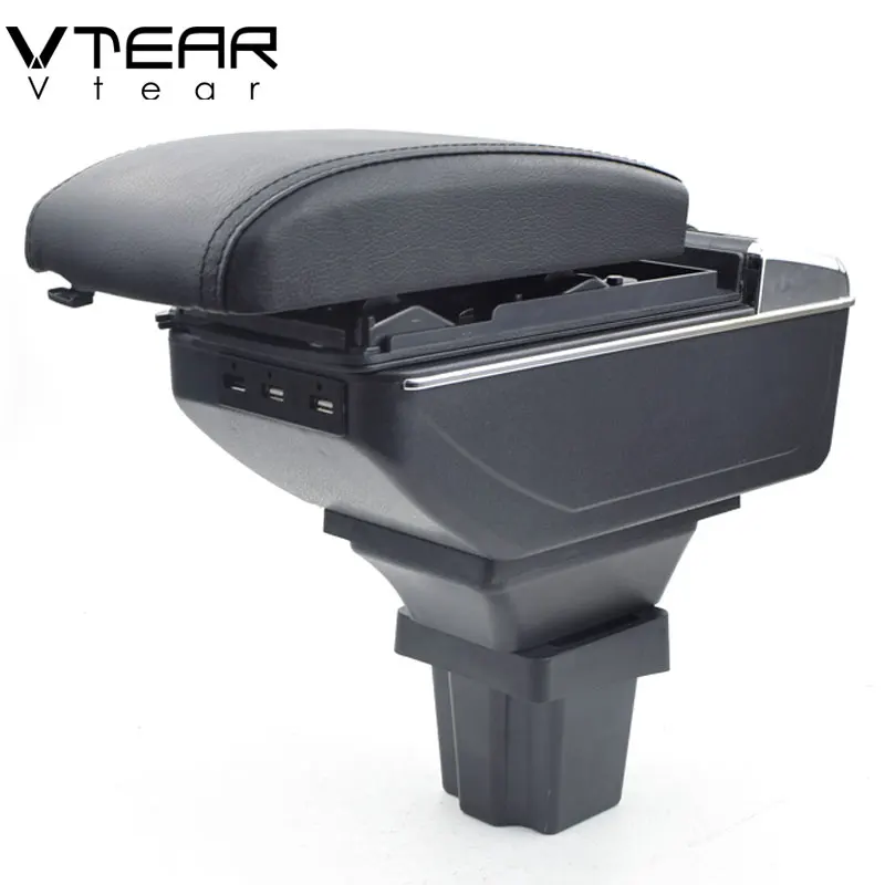 

Vtear For chevrolet onix armrest box USB Charging heighten Double layer central Store content cup holder ashtray accessories