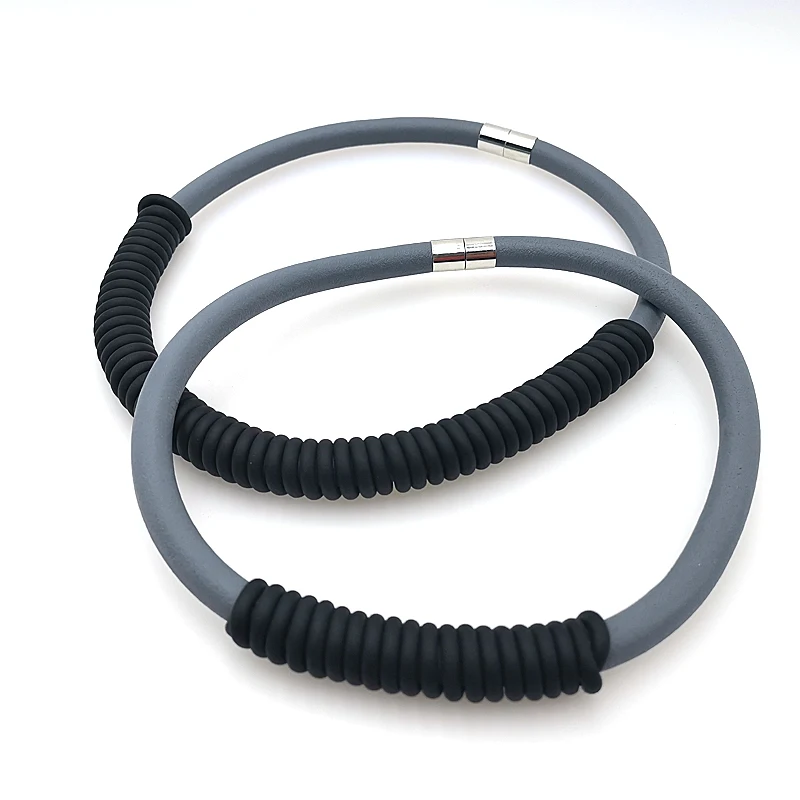 YD& YDBZ новые резиновые извилистые ожерелья для женщин ожерелье серая и Черная веревка ручной работы колье ткань аксессуары панк ювелирные изделия