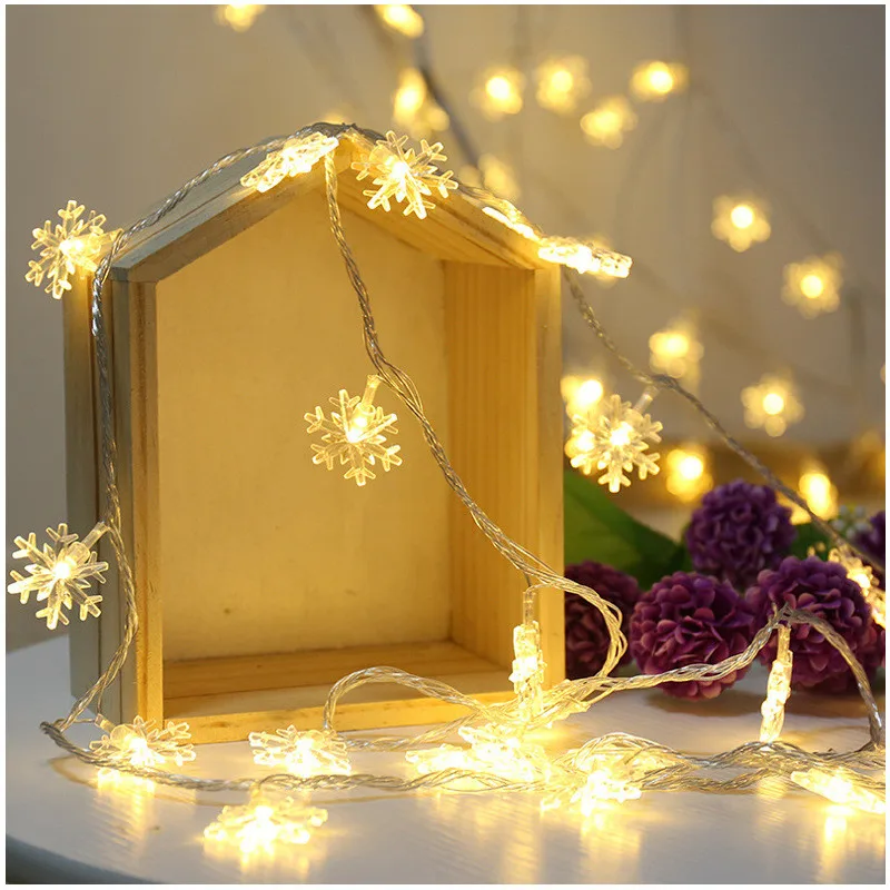 

Snowflake Night Light 1m 10 Light Battery Box Snowflake Light String New Year Decorations Sensor Light Christmas Lamp Decor.Q
