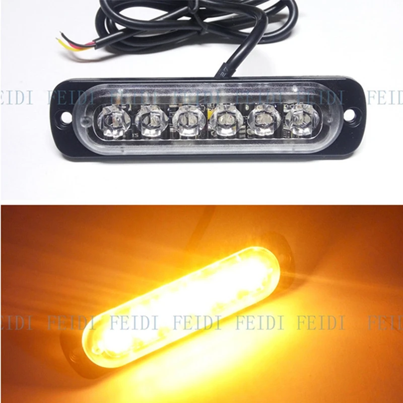 10PCS Car Styling 12 24V Side Strobe Lights High Power 6 LEDs 6W DRL