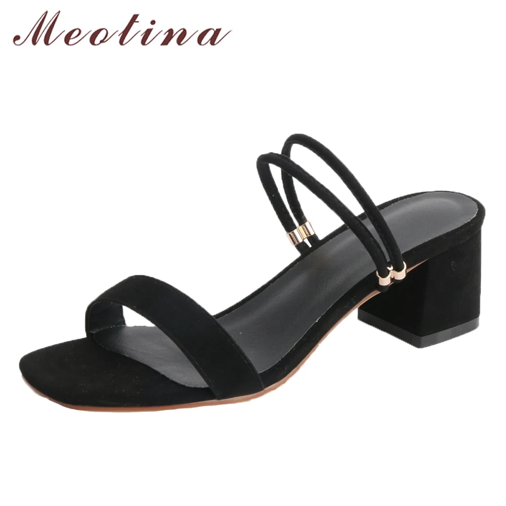

Meotina Women Sandals High Heels Ladies Summer Shoes Black 2018 Chunky Heels Slippers Open Toe Beach Sandals Large Size 33-43