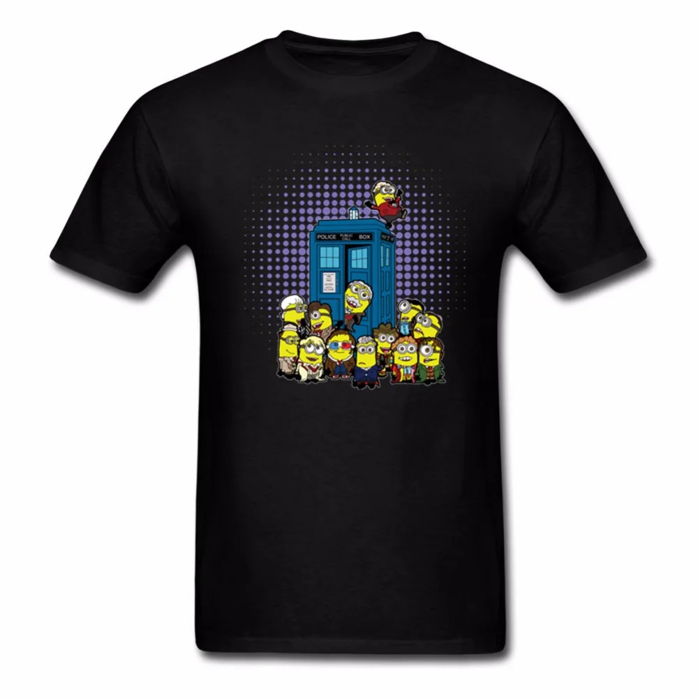 2018 T-Shirt Men's Doctor Who Minions in Time and Space Cotton Round Neck High Quality Shirt Summer Camisetas | Мужская одежда