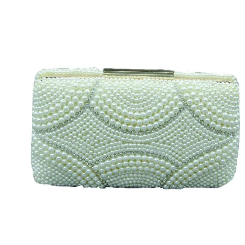 

Pearl Beaded Banquet Evening Crystal Women Wallet Female Banquet Packages Bridal Bag Women Socialite Party Prom Bridal Bag White