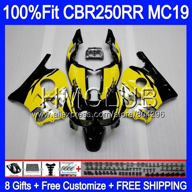 

Injection Body For HONDA CBR 250RR 250R CBR250 RR 88 89 87HM.4 CBR 250 RR MC19 Yellow black CBR250R CBR250RR 1988 1989 Fairing