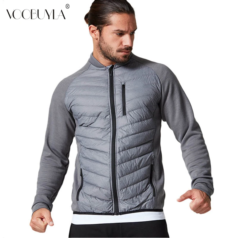 

Voobuyla Winter Men Running Jacket Basic Jackets Outdoor Workout Sport Coat Waterproof Warm Cotton Jacket Gym Jogging Jacket XXL