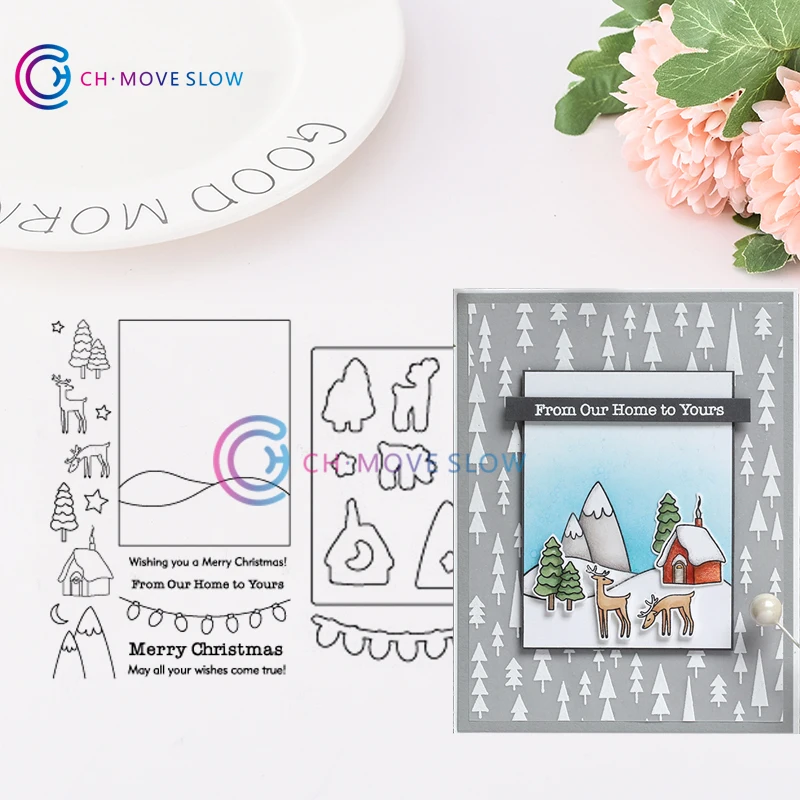 

CH WINTER SCENE Metal Cutting Dies and stamps DIY Scrapbooking Card Stencil Paper Cards Album Decoration Embossing Folder
