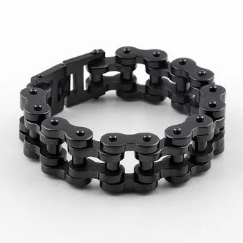 

men Supernova Sale 22mm Width Men's Cool Black Motorcycle Chain Bracelet Bike Jewelry 316L Stainless Steel