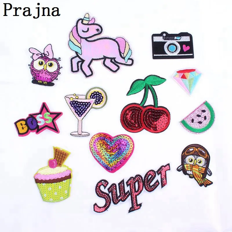

Prajna Kids Anime Rainbow Owl Letter Patch Cute Embroidered Cheap Patches Iron On Cartoon Patches For Clothes Appliques Badge