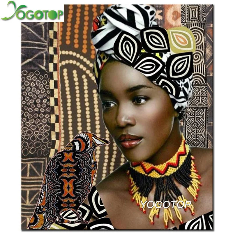 YOGOTOP Full Diamond Embroidery African women Diy Diamond Painting