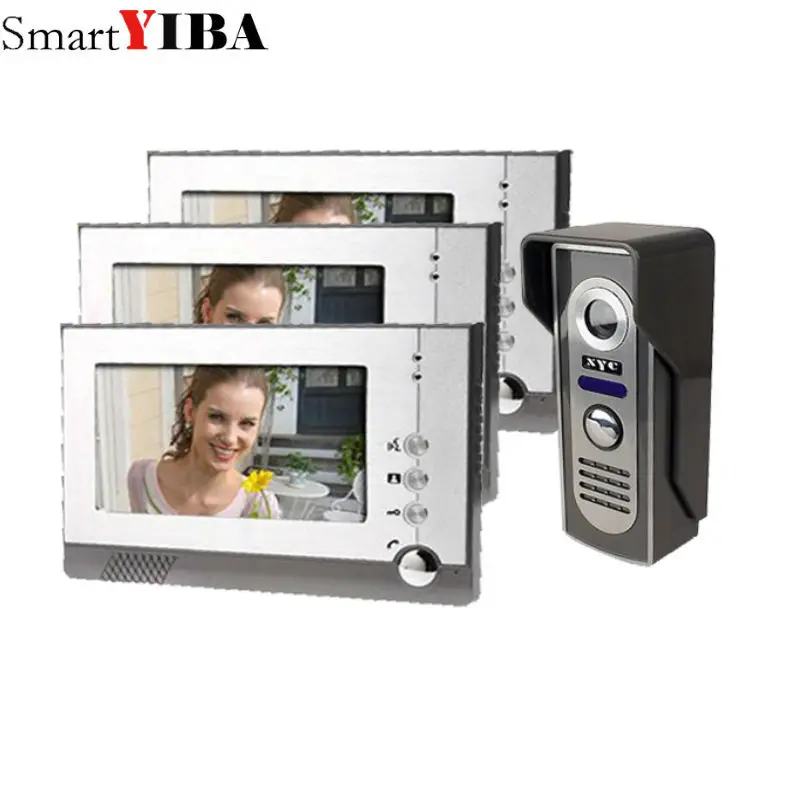 

SmartYIBA 3*7" Color LCD Wired 1200TVL Night Camera Video Doorphone Intercom Villa Security System