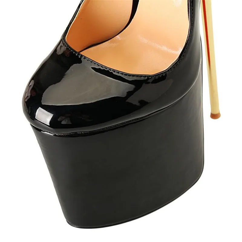 Туфли на платформе-шпильке женские туфли-лодочки на тонком металлическом каблуке 22 см круглый носок, обувь для ночного клуба, для работы, сцены, женская обувь, большие размеры 40-49, 50