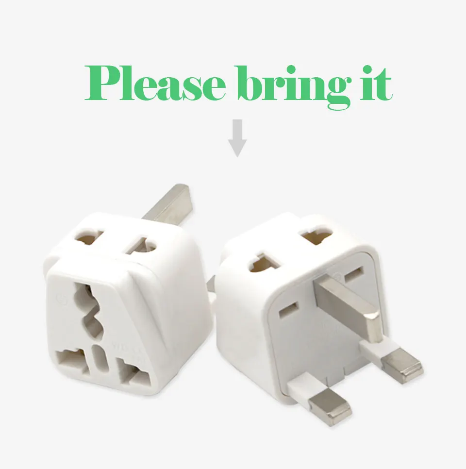 1PC Universal EU US AU to UK 3 Pin AC Power Socket Plug Travel Wall Charger Outlet Adapter Converter Connector UK plug White (3)