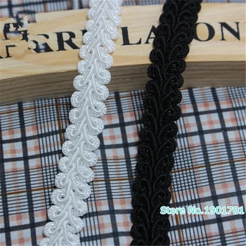 

DIY clothes accessories 1.2cm wide cheap curve lace trim sewing lace black white centipede braided ribbon lace