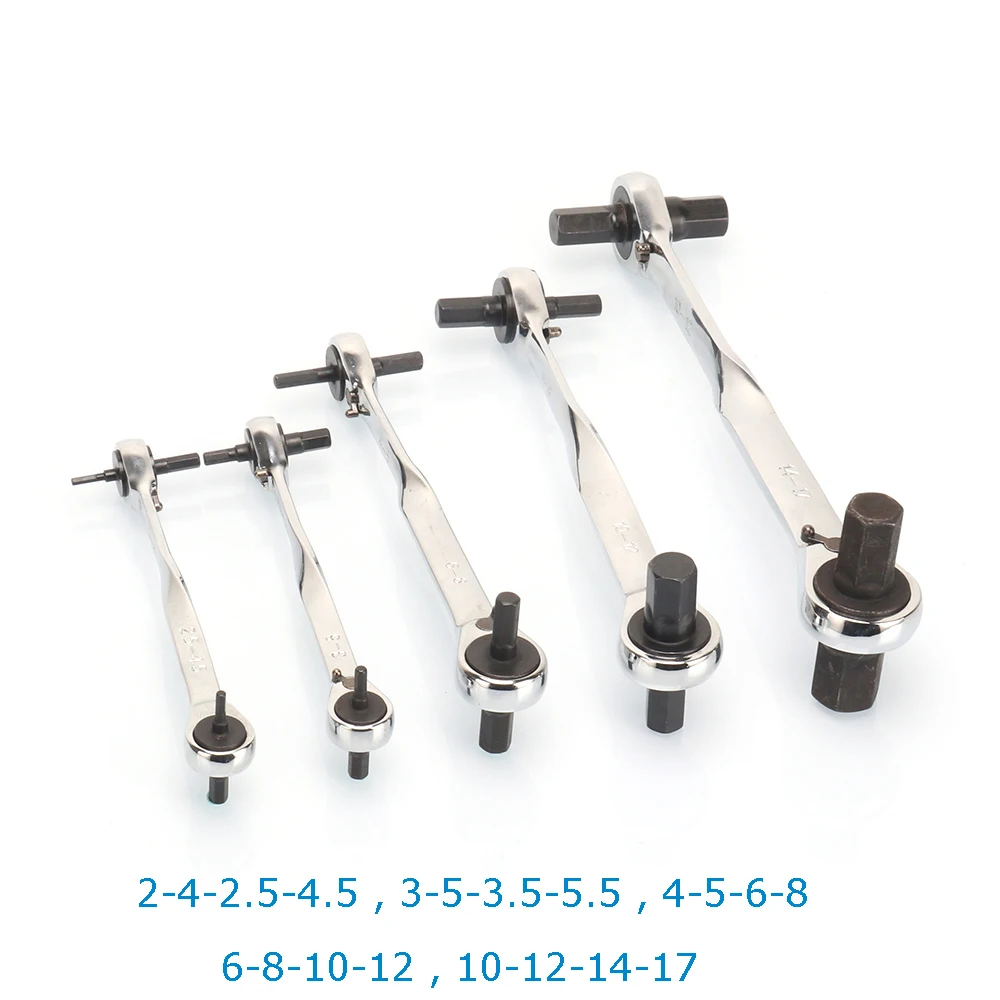 Double Head Hex Key Wrench Ratchet Allen Keys Set 4 in 1 Ratcheting