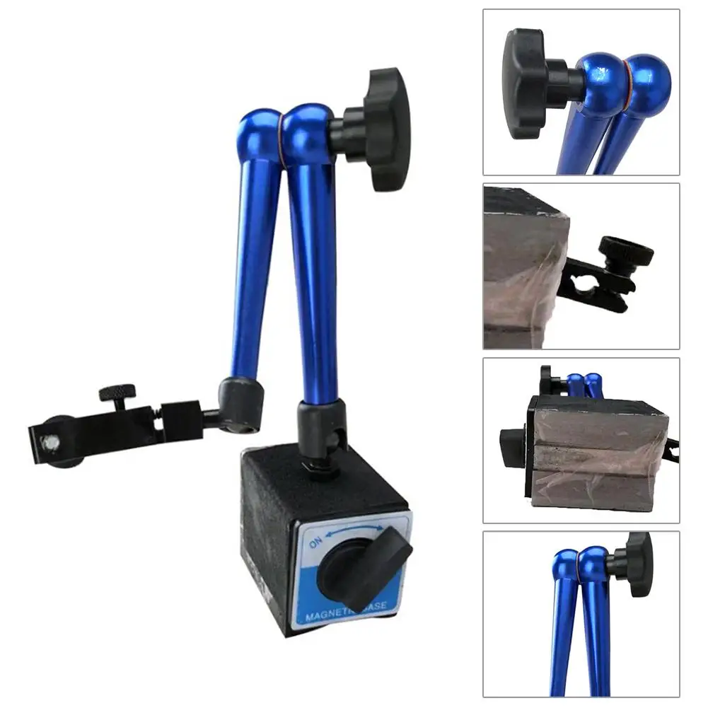 

Blue Universal Magnetic Stand Table Seat Magnetic Base Adjustable Metal Test Indicator Dial Holder Digital Measuring Tool Stand